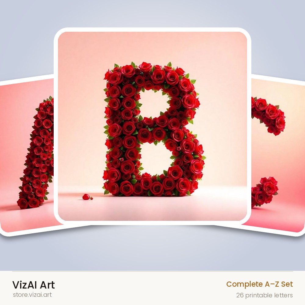 Red Rose Velvet alphabet — choose an individual printable letter