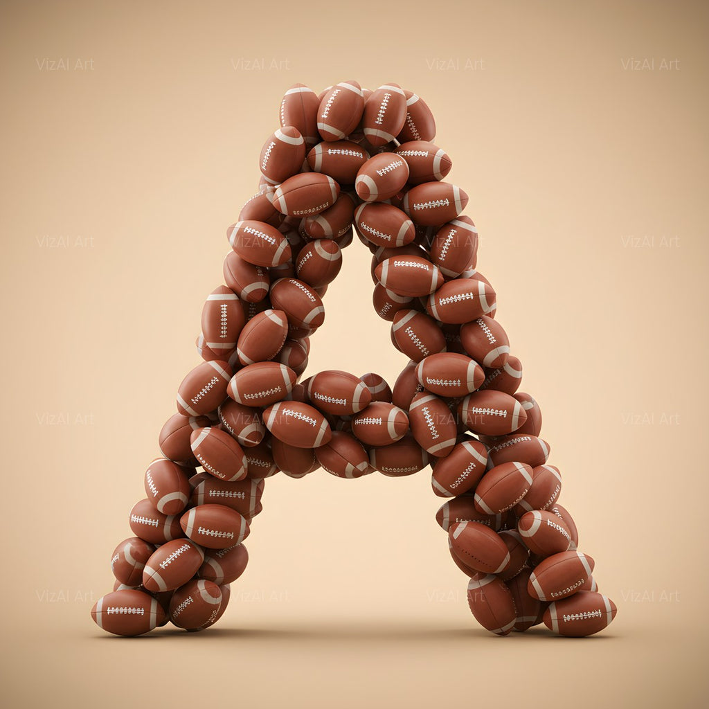 Rugby Ball Scrum alphabet — printable letter A