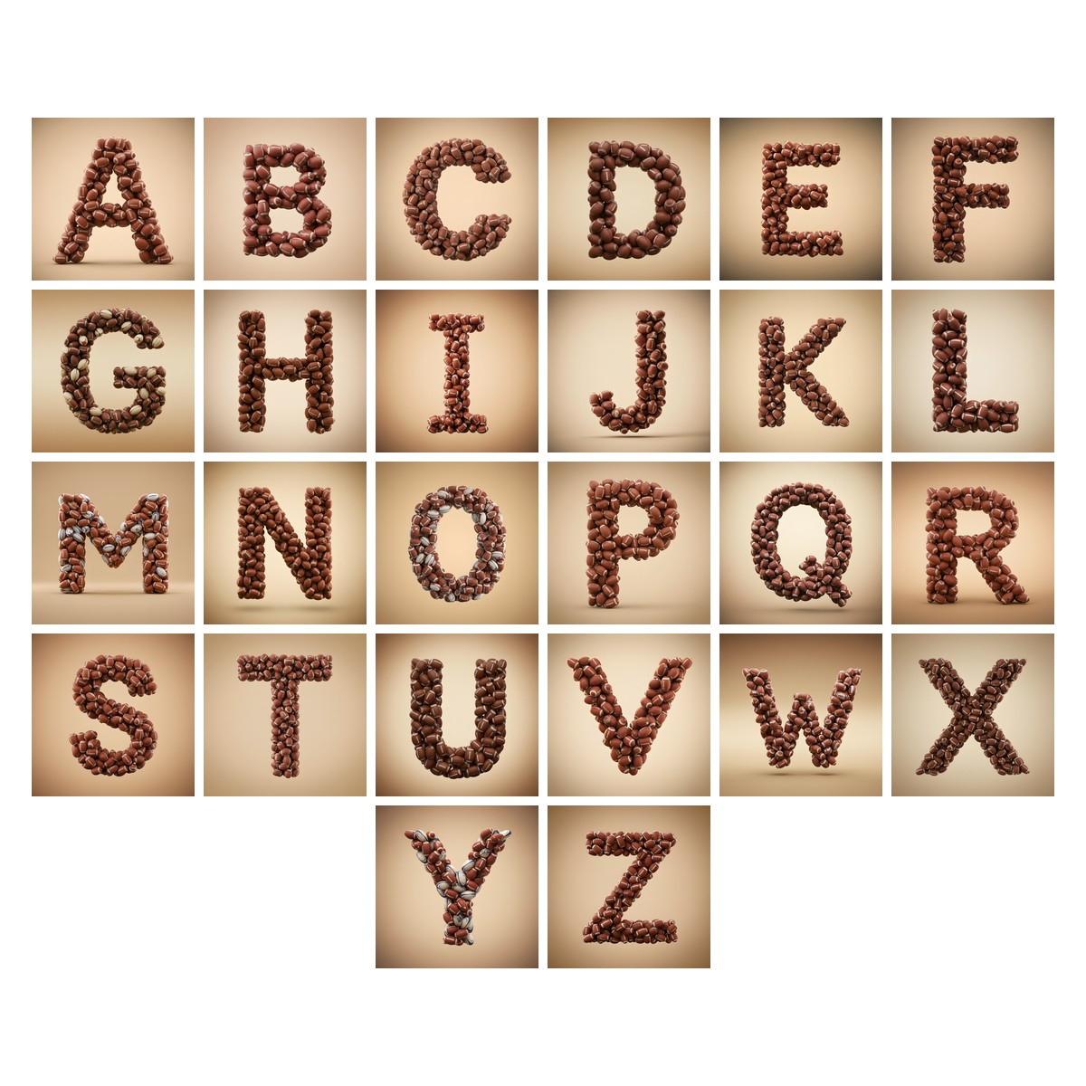 Rugby Ball Scrum alphabet — all 26 letters A to Z, choose any single letter