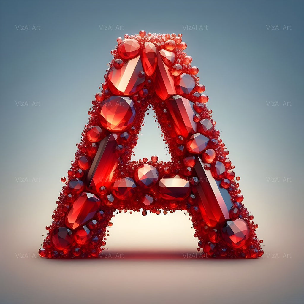 Ruby Red Crystal alphabet — printable letter A