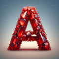 Ruby Red Crystal alphabet — printable letter A
