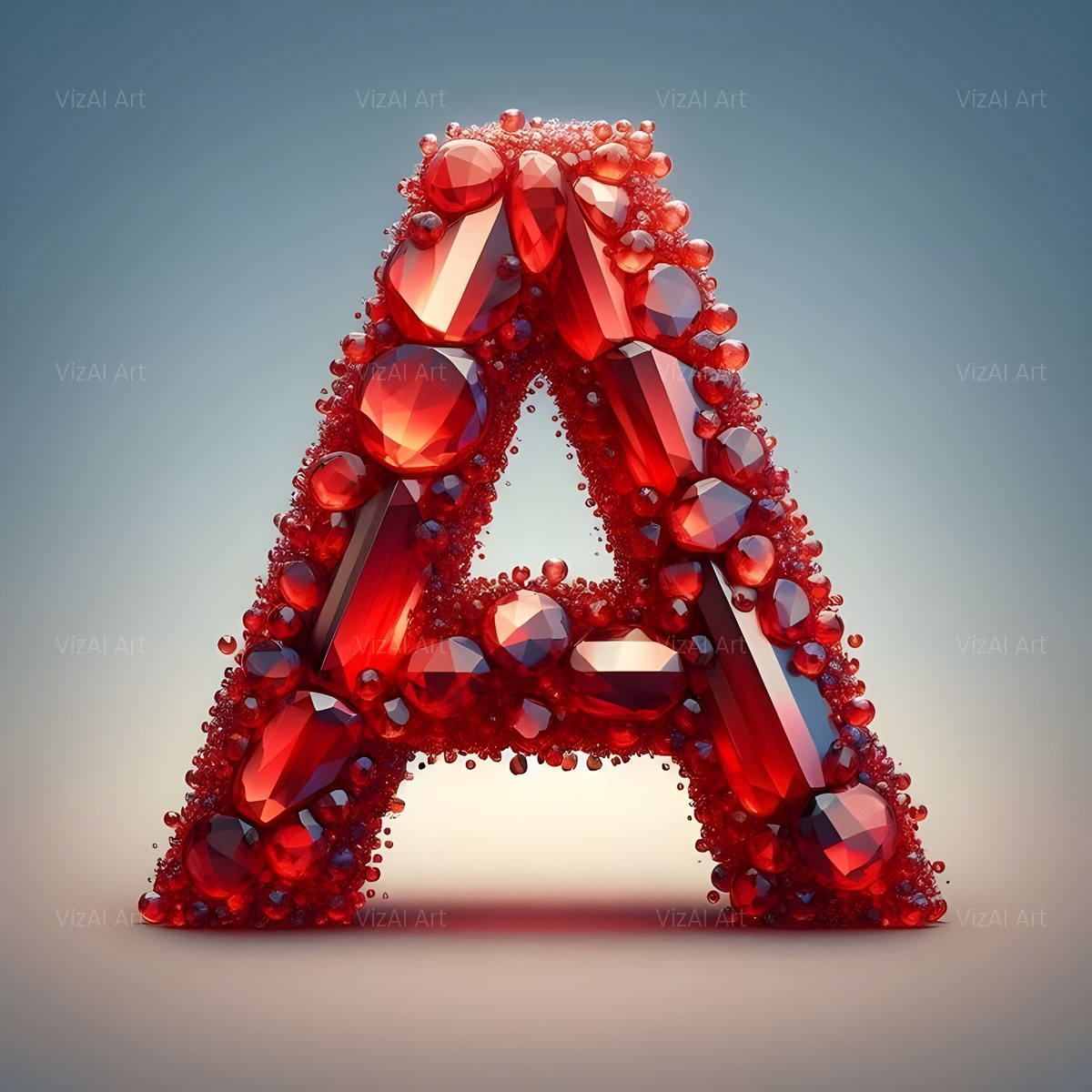 Ruby Red Crystal alphabet — printable letter A