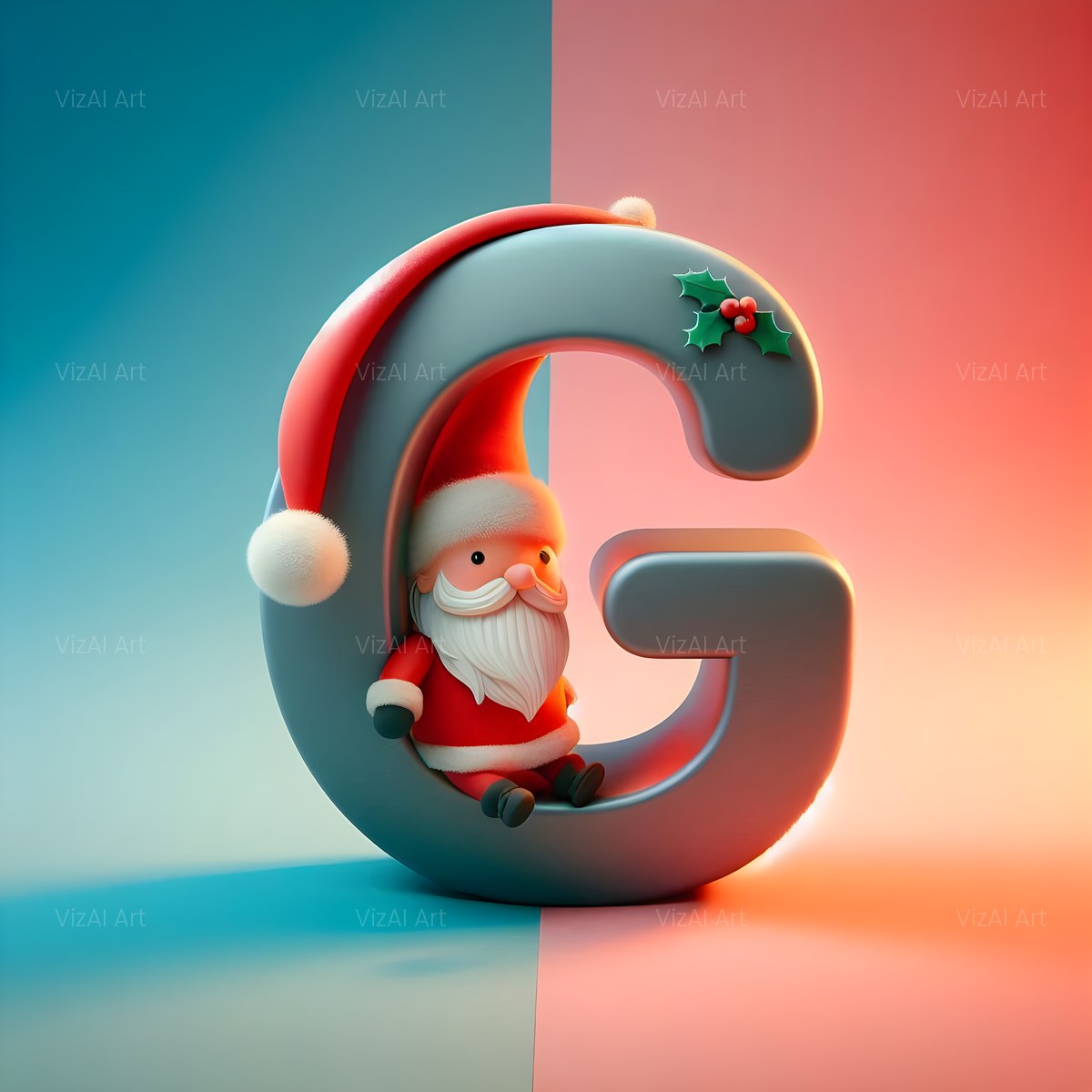 Christmas Classic Santa Claus alphabet — printable letter G