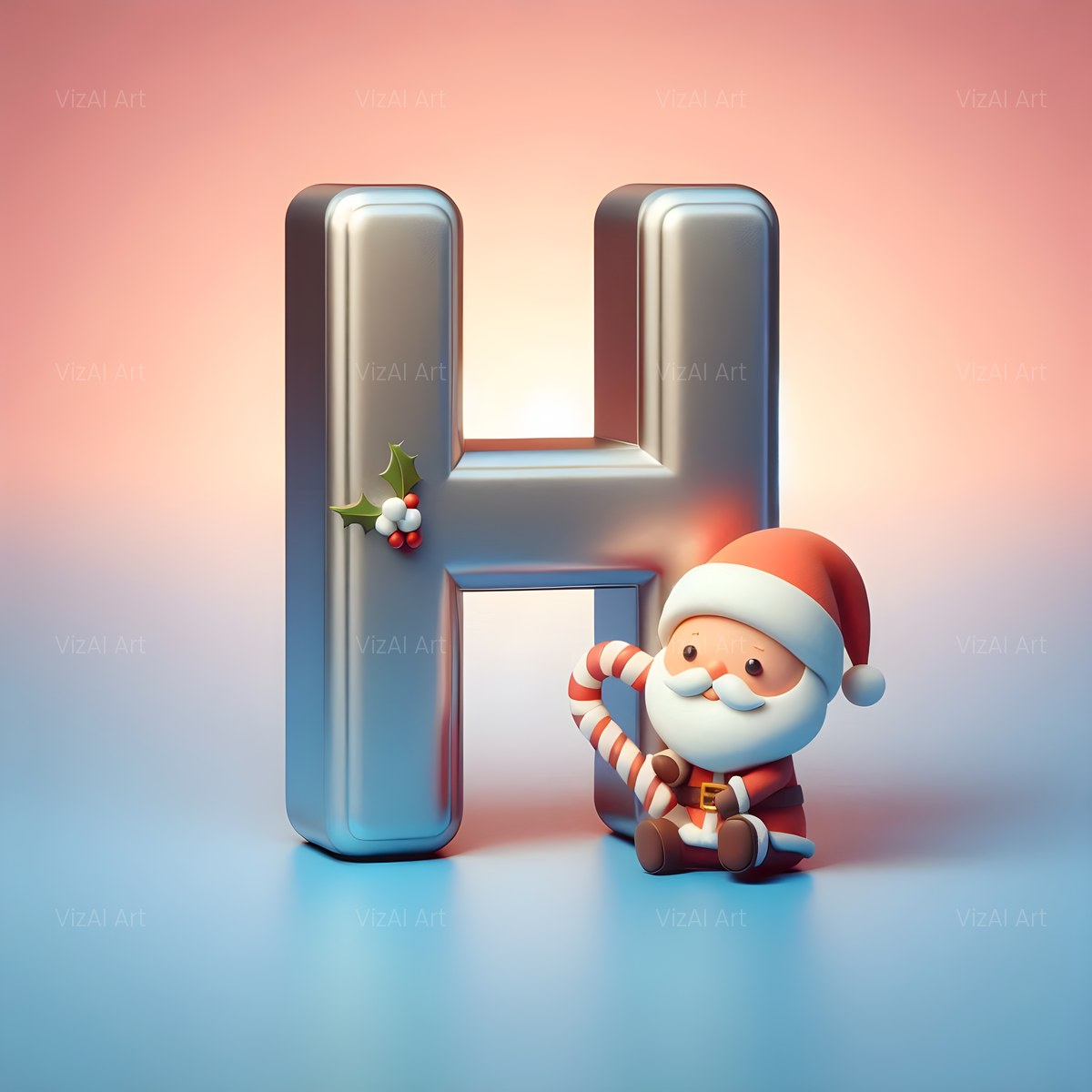 Christmas Classic Santa Claus alphabet — printable letter H