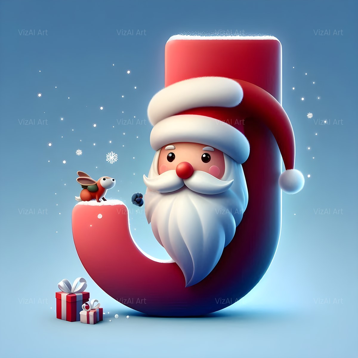 Christmas Classic Santa Claus alphabet — printable letter J