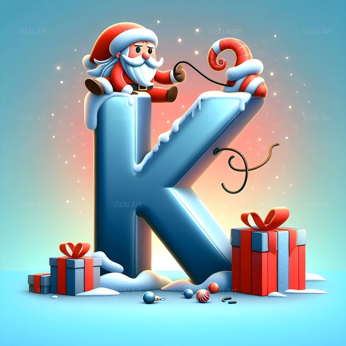 Christmas Classic Santa Claus alphabet — printable letter K