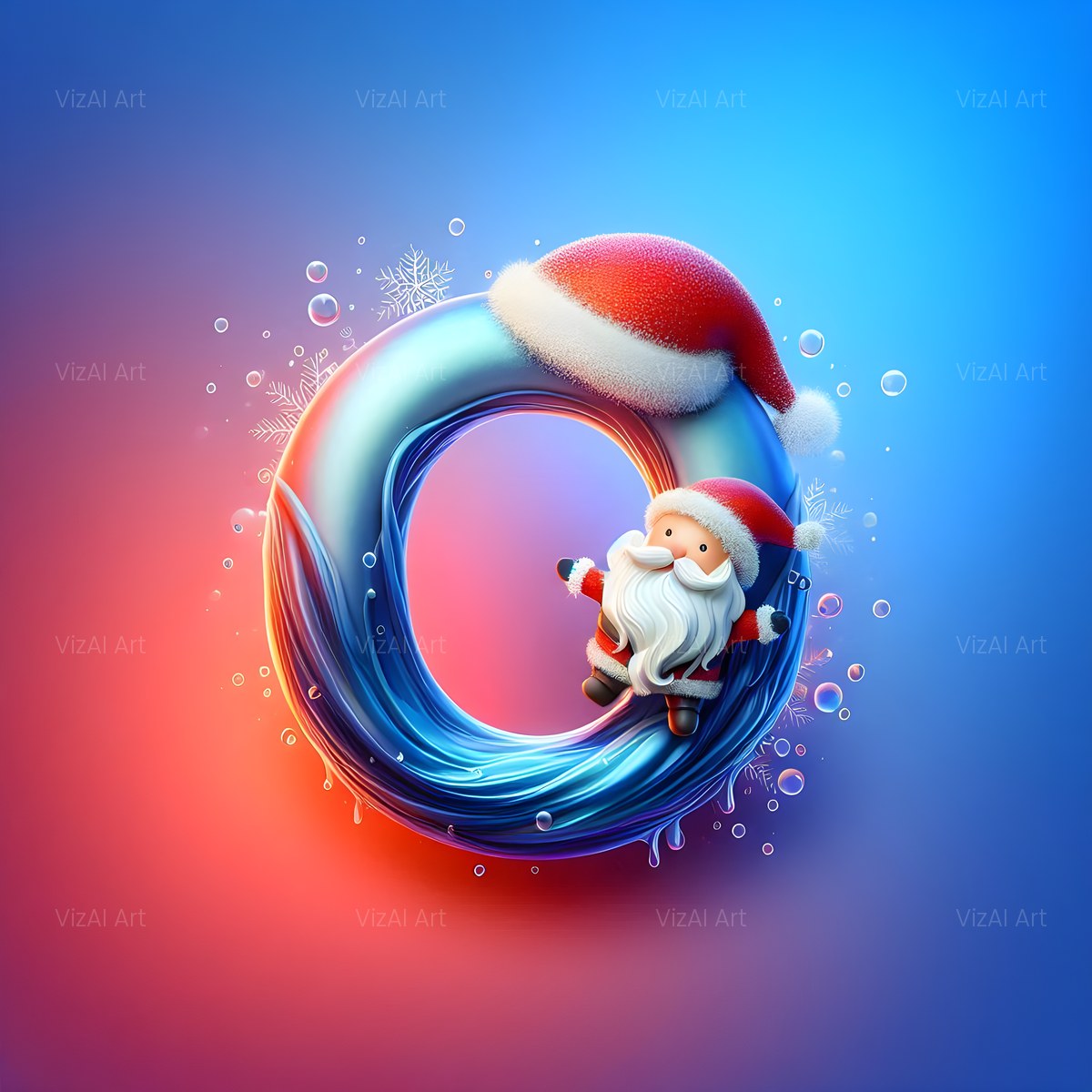 Christmas Classic Santa Claus alphabet — printable letter O