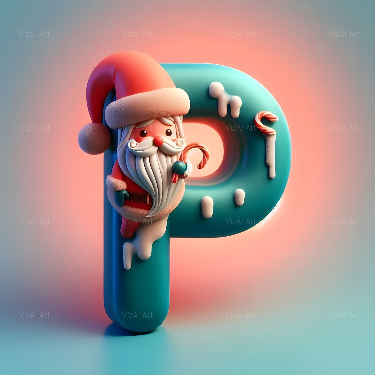 Christmas Classic Santa Claus alphabet — printable letter P