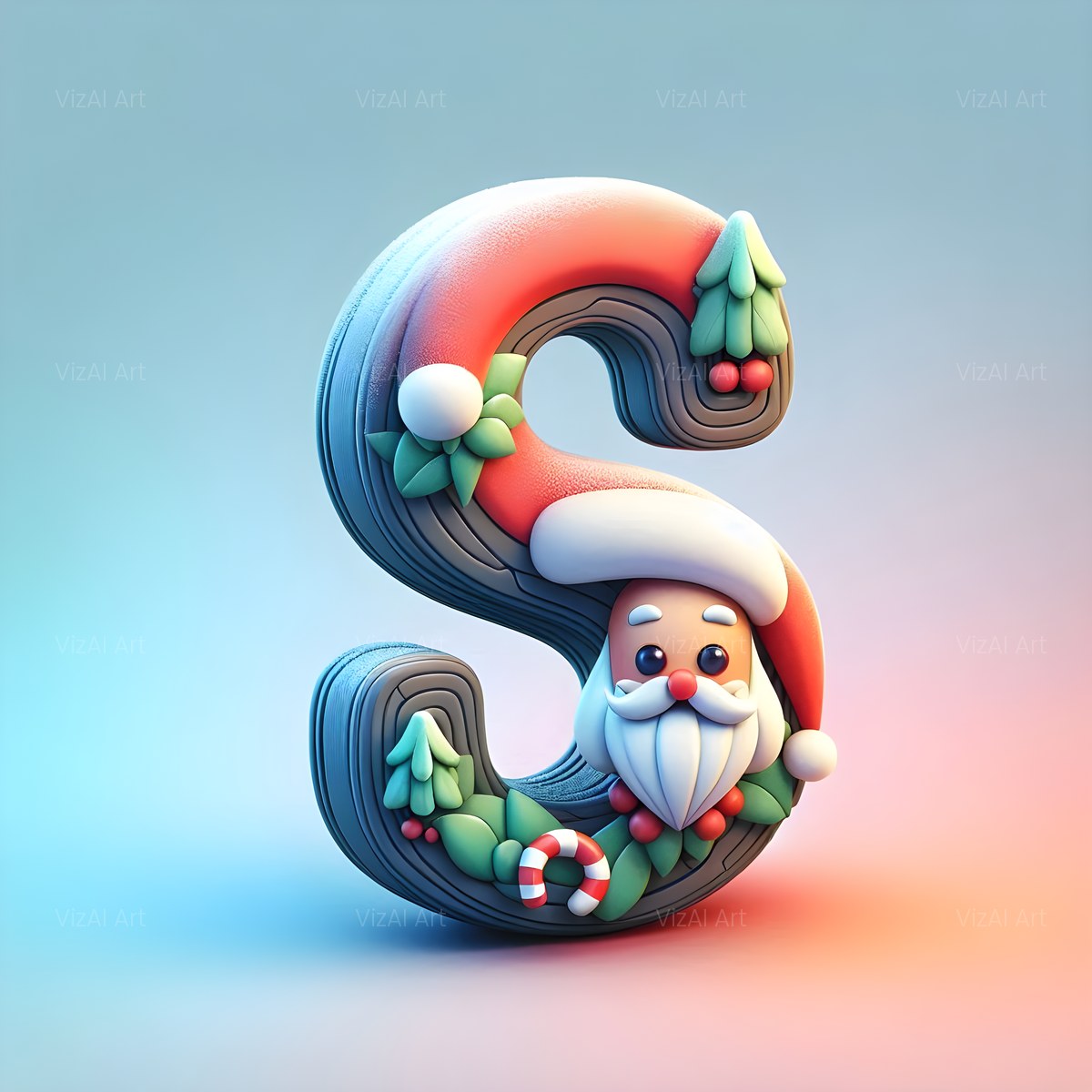 Christmas Classic Santa Claus alphabet — printable letter S
