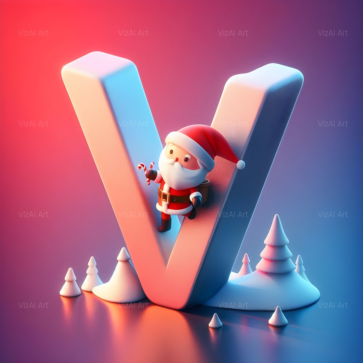 Christmas Classic Santa Claus alphabet — printable letter V