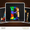 Stained Glass Candle alphabet — choose an individual printable letter