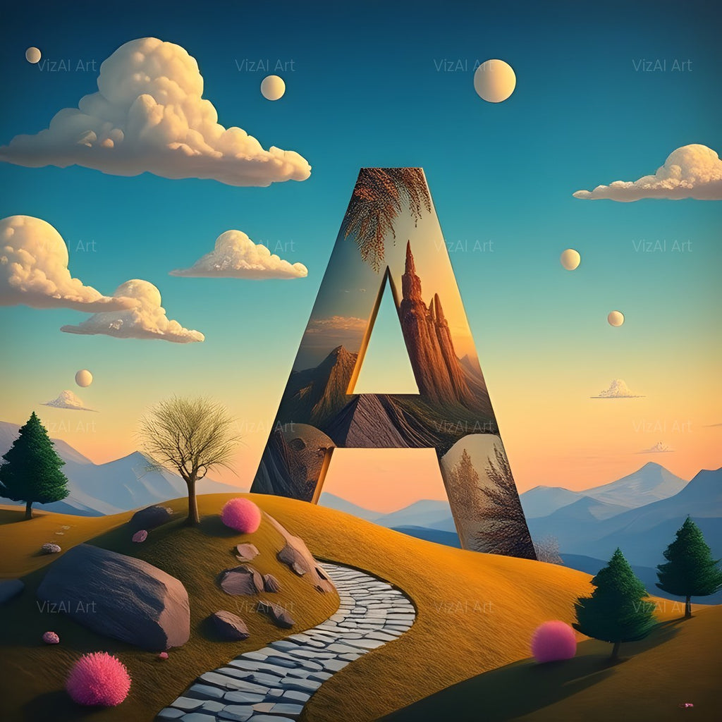 Surreal Dune Paint alphabet — printable letter A