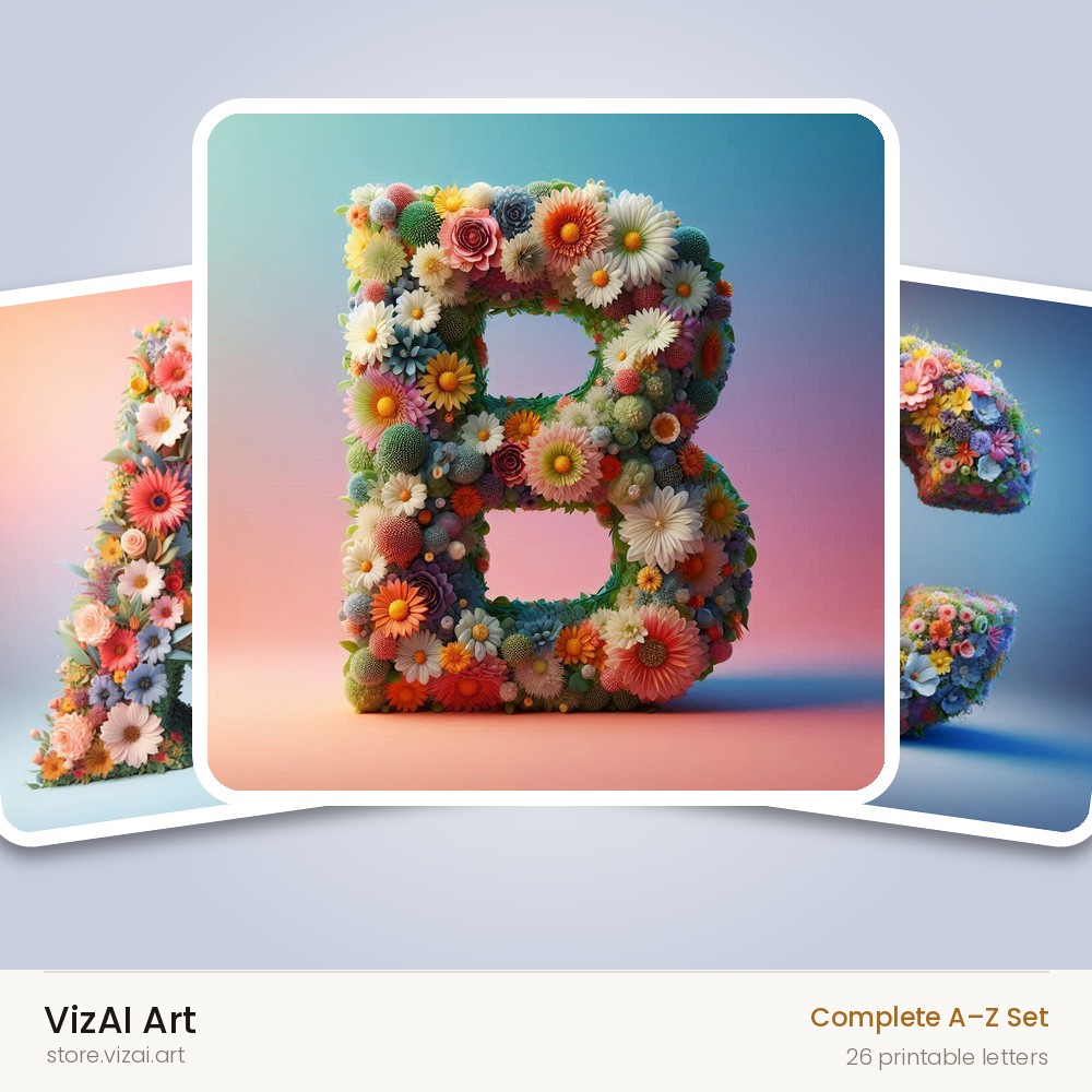 VizAI Art — complete A–Z printable alphabet set