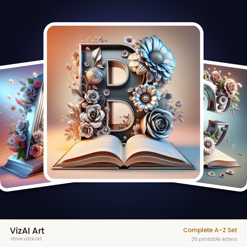 Silver Rose Storybook alphabet — choose an individual printable letter