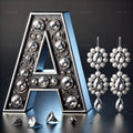 Silver Jewel Earring alphabet — printable letter A