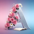 Silver Rose Script alphabet — printable letter A