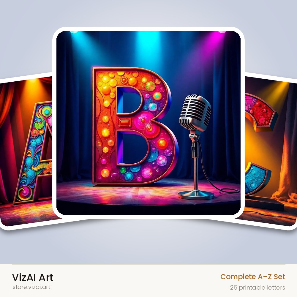 VizAI Art — complete A–Z printable alphabet set