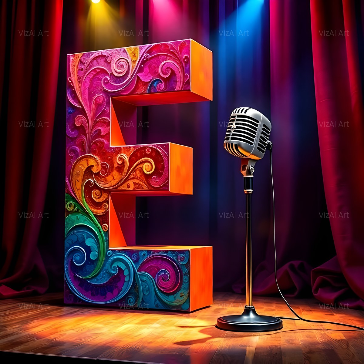 Concert Stage alphabet — printable letter E