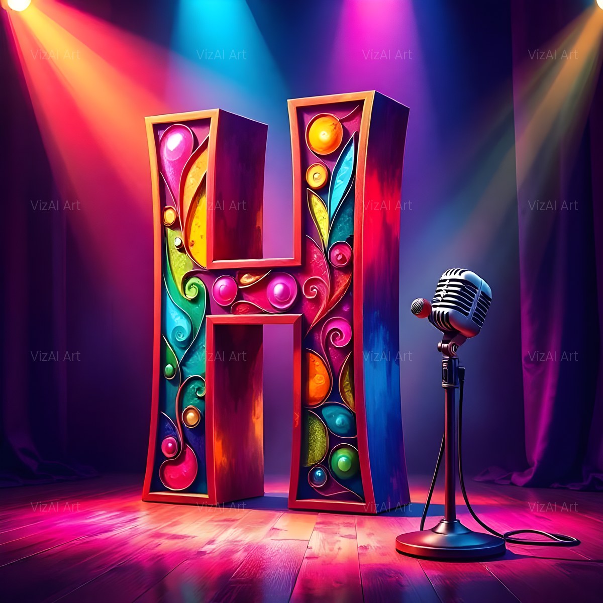 Concert Stage alphabet — printable letter H