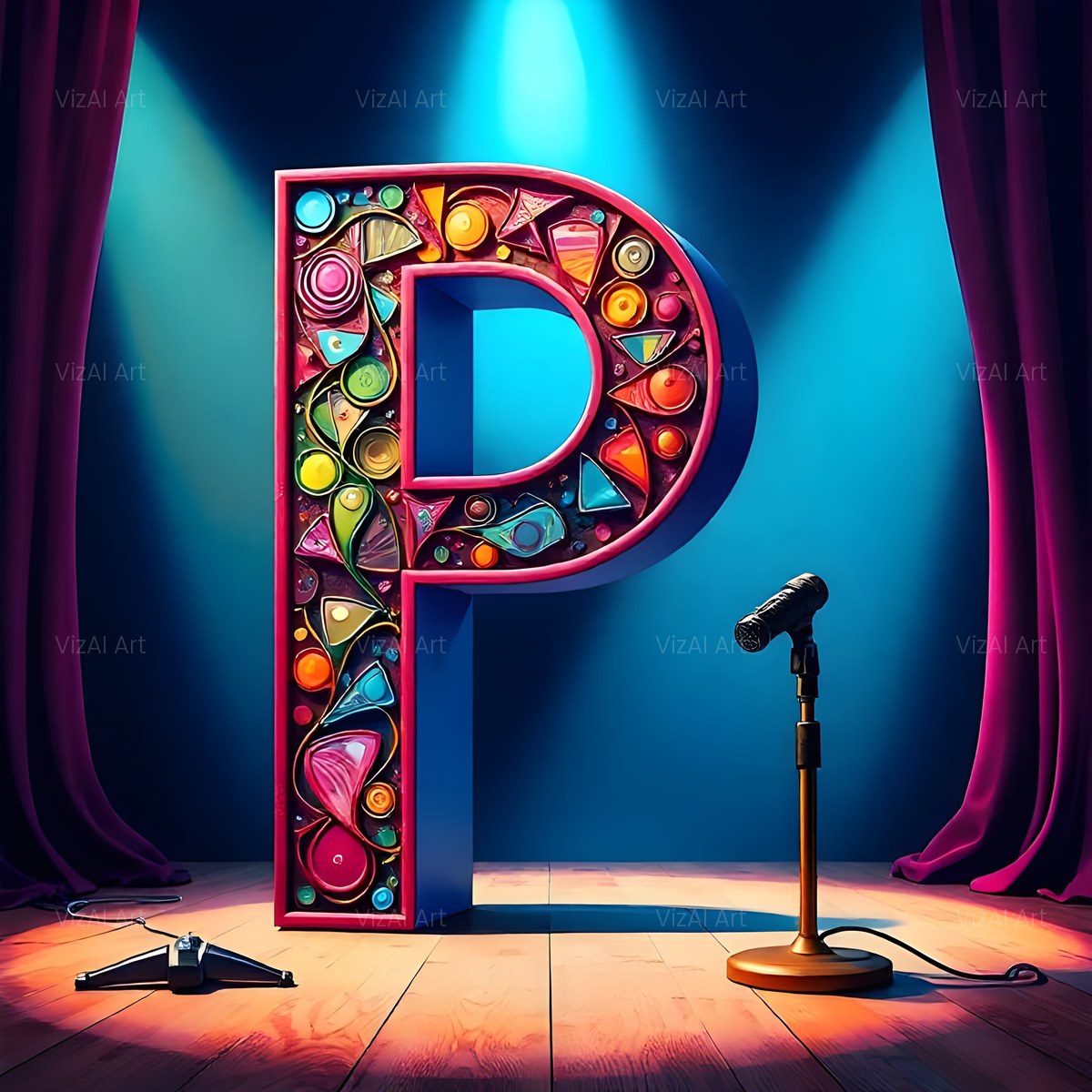 Concert Stage alphabet — printable letter P