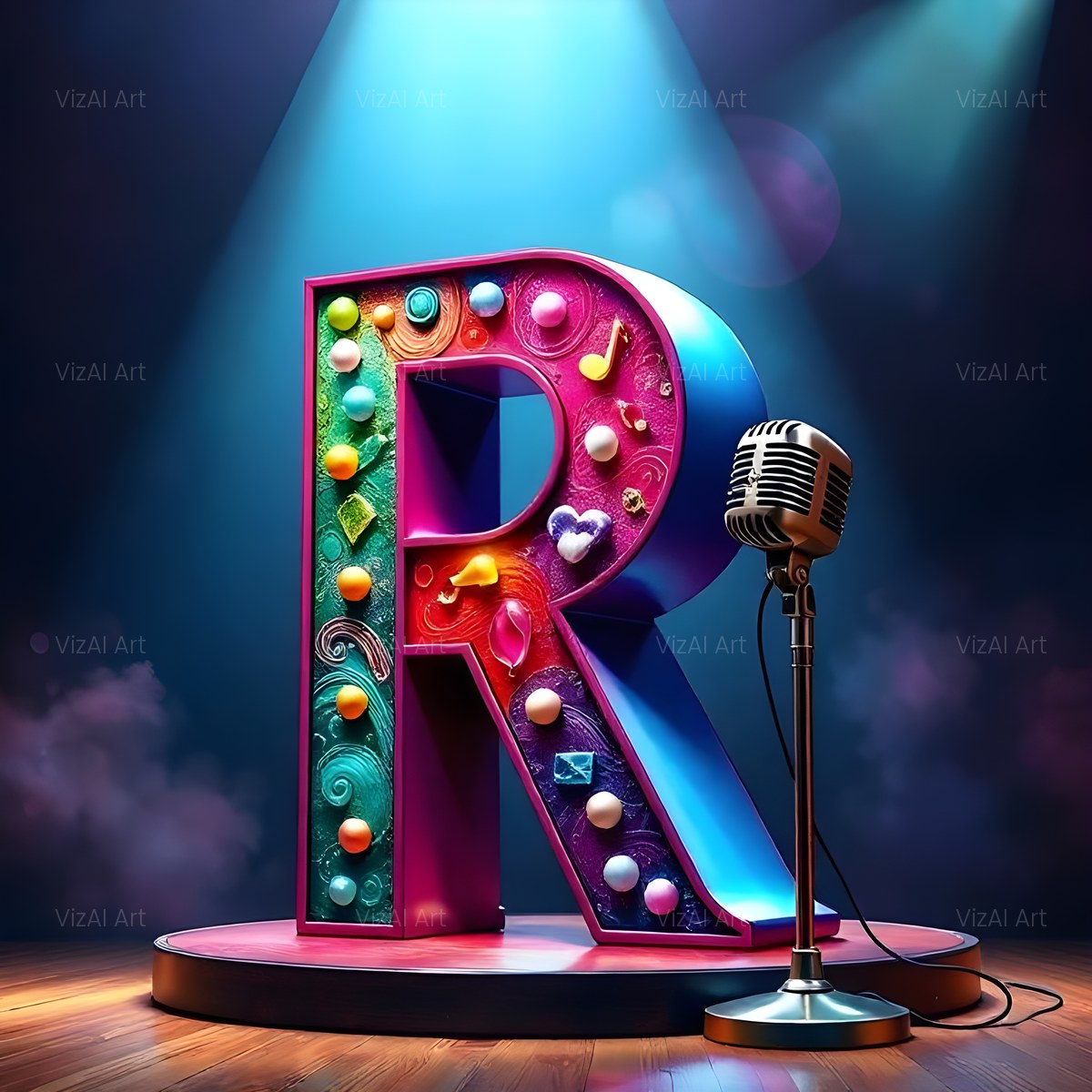 Concert Stage alphabet — printable letter R