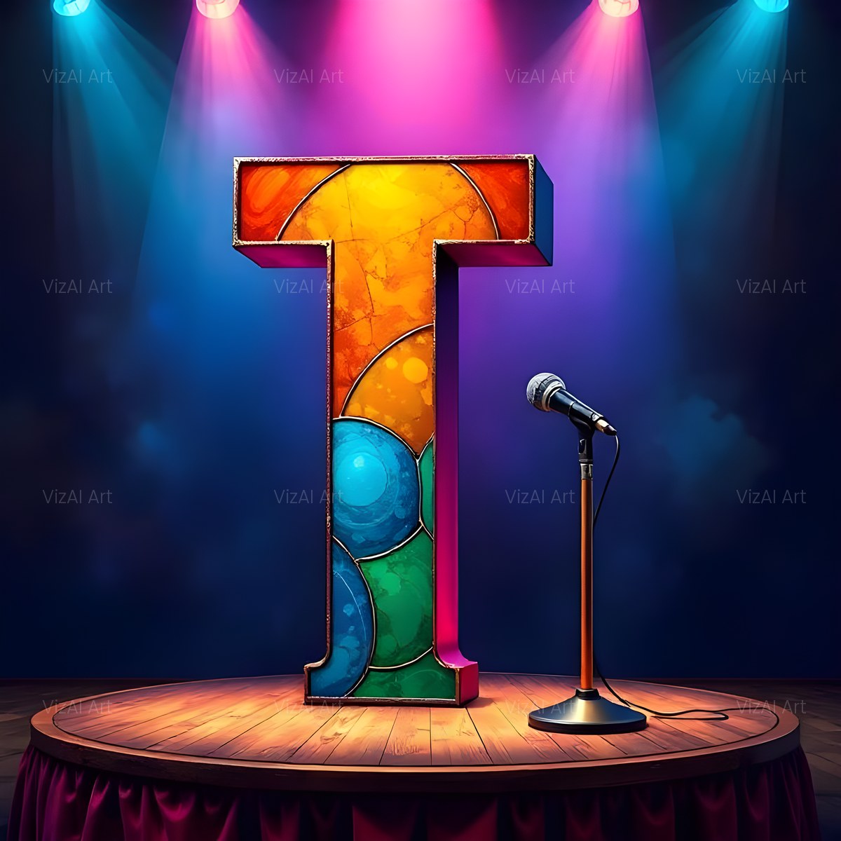 Concert Stage alphabet — printable letter T