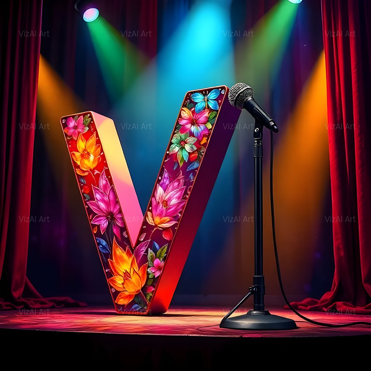 Concert Stage alphabet — printable letter V