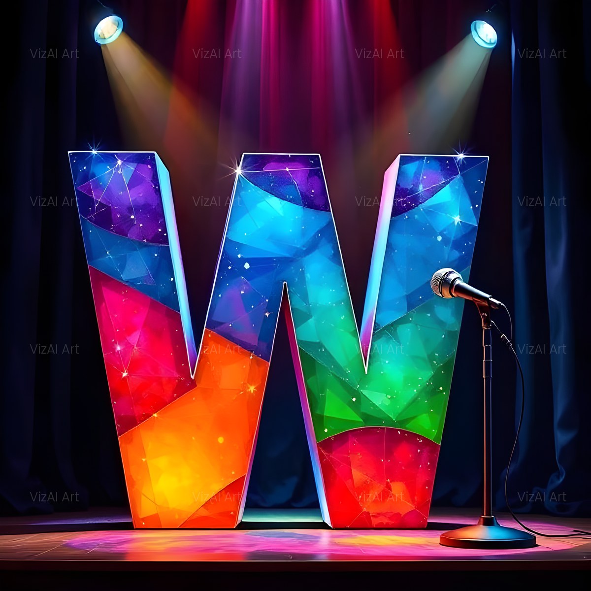 Concert Stage alphabet — printable letter W