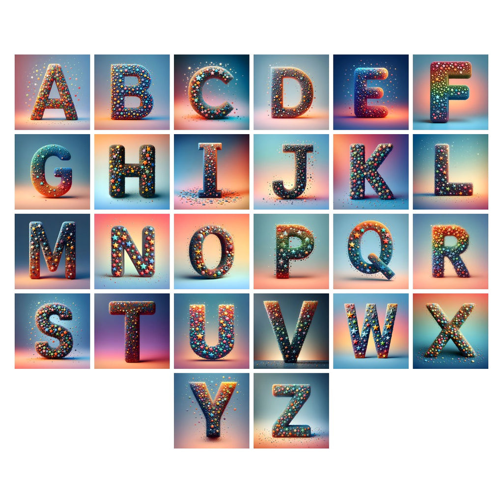 Star Bead Sparkle alphabet — all 26 letters A to Z, choose any single letter