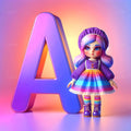 Toy Doll Pastel alphabet — printable letter A