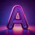 Purple Neon Tube alphabet — printable letter A