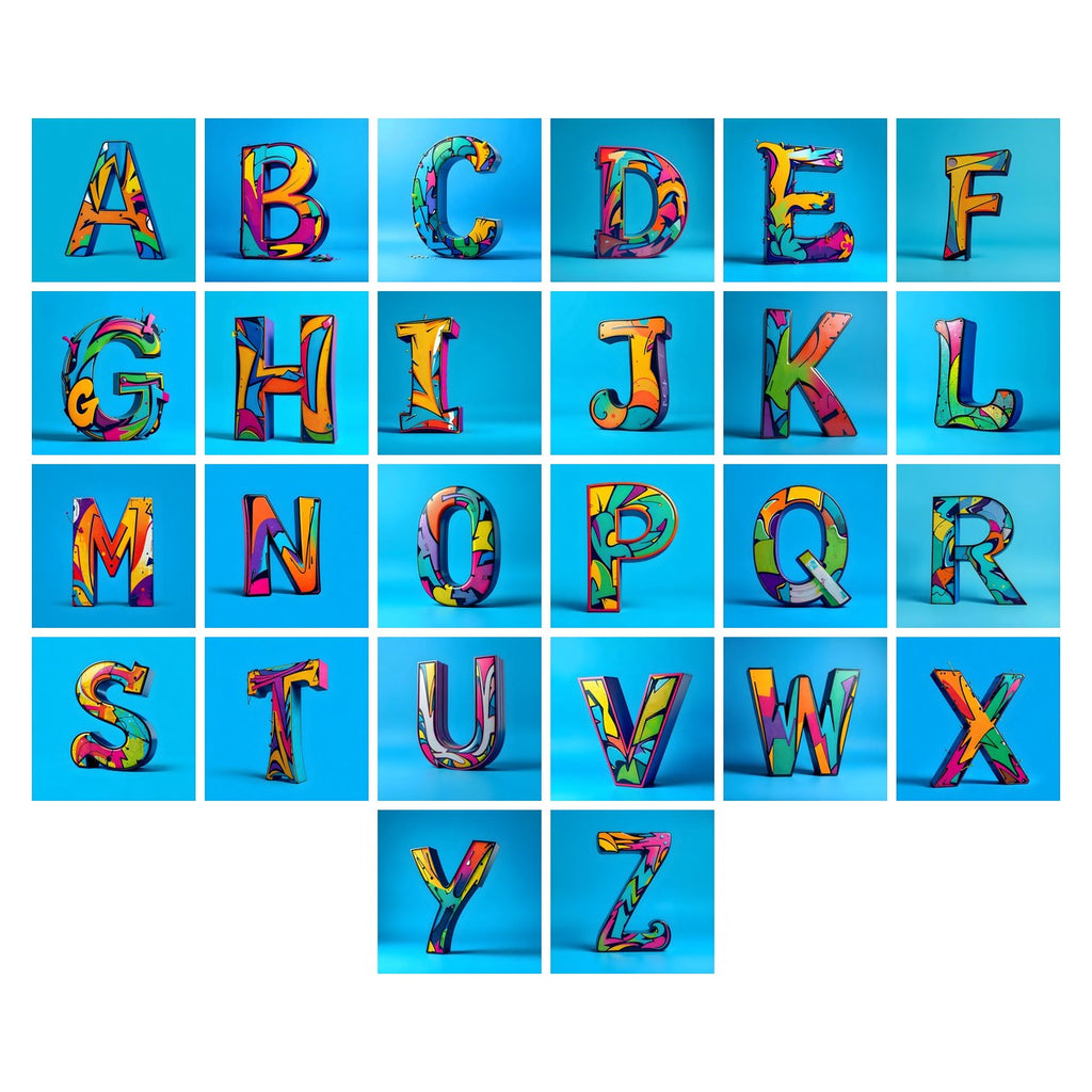 Street Graffiti Tag alphabet — all 26 letters A to Z, choose any single letter
