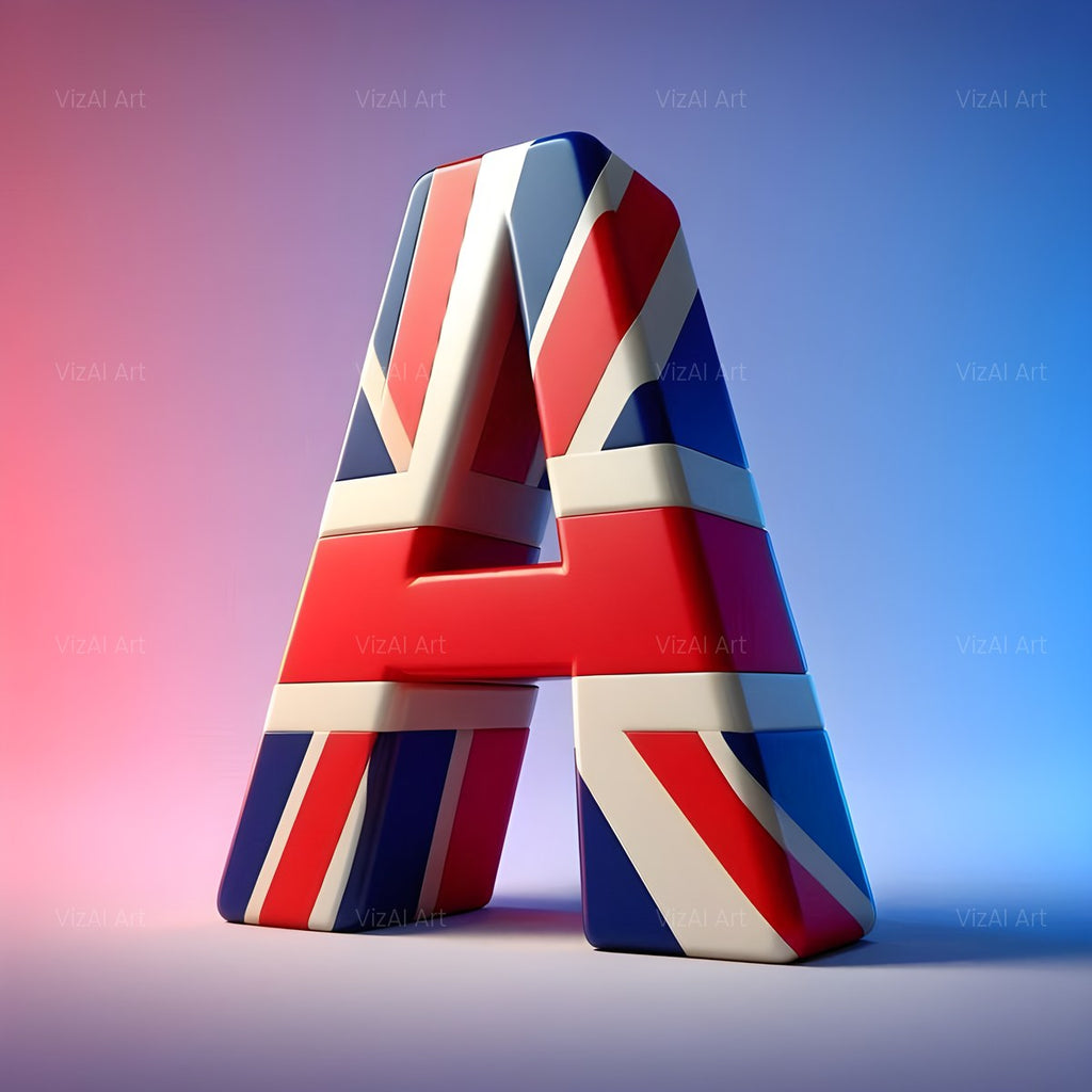 Union Jack alphabet — printable letter A