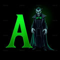 Emerald Vampire Night alphabet — printable letter A