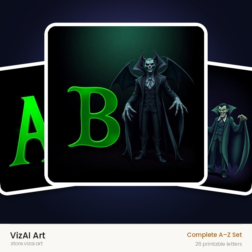 VizAI Art — complete A–Z printable alphabet set