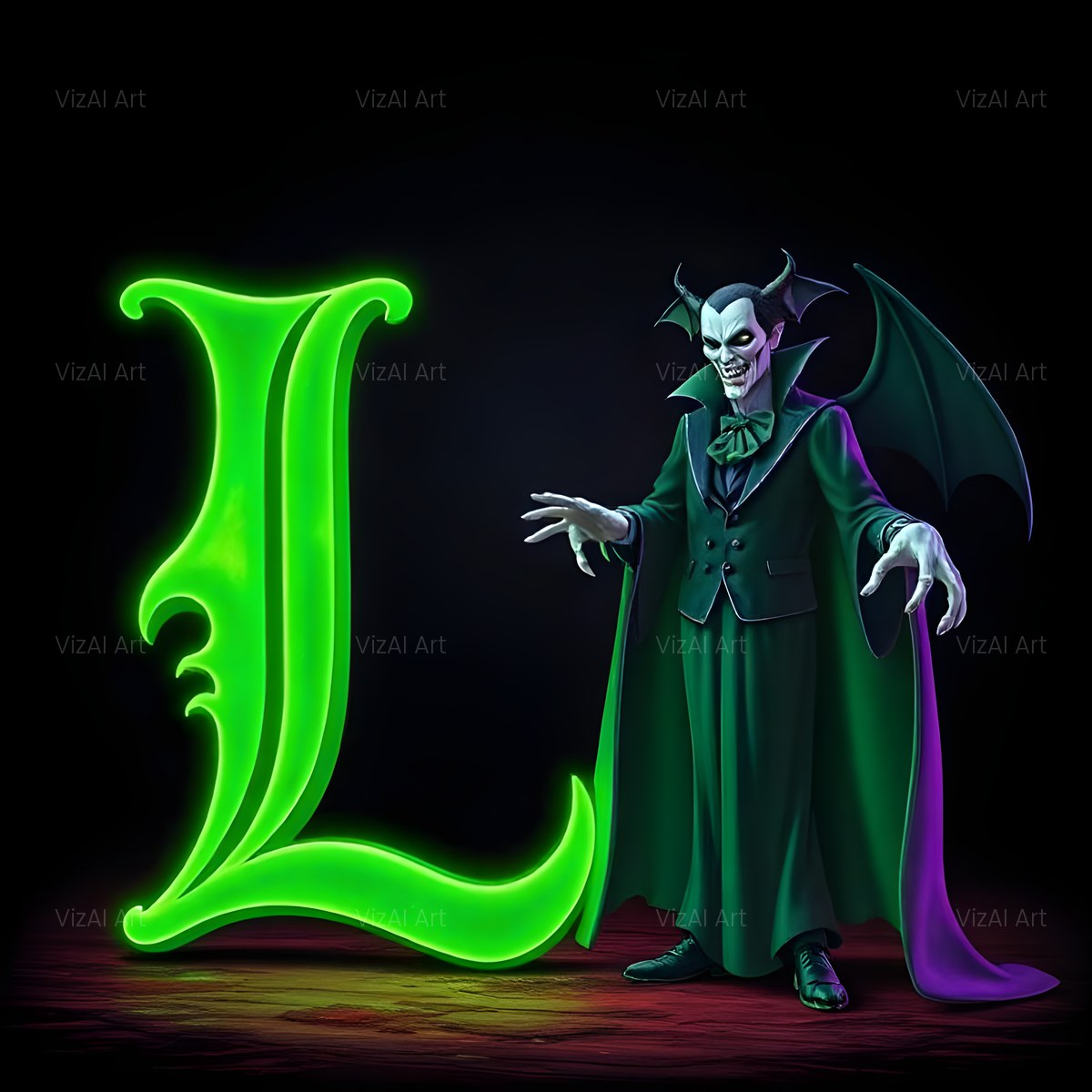 Emerald Vampire Night alphabet — printable letter L