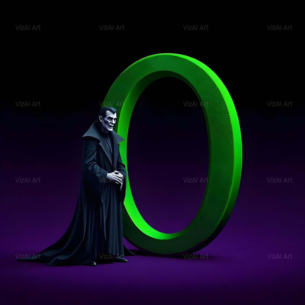 Emerald Vampire Night alphabet — printable letter O