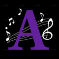 Violet Music Note alphabet — printable letter A