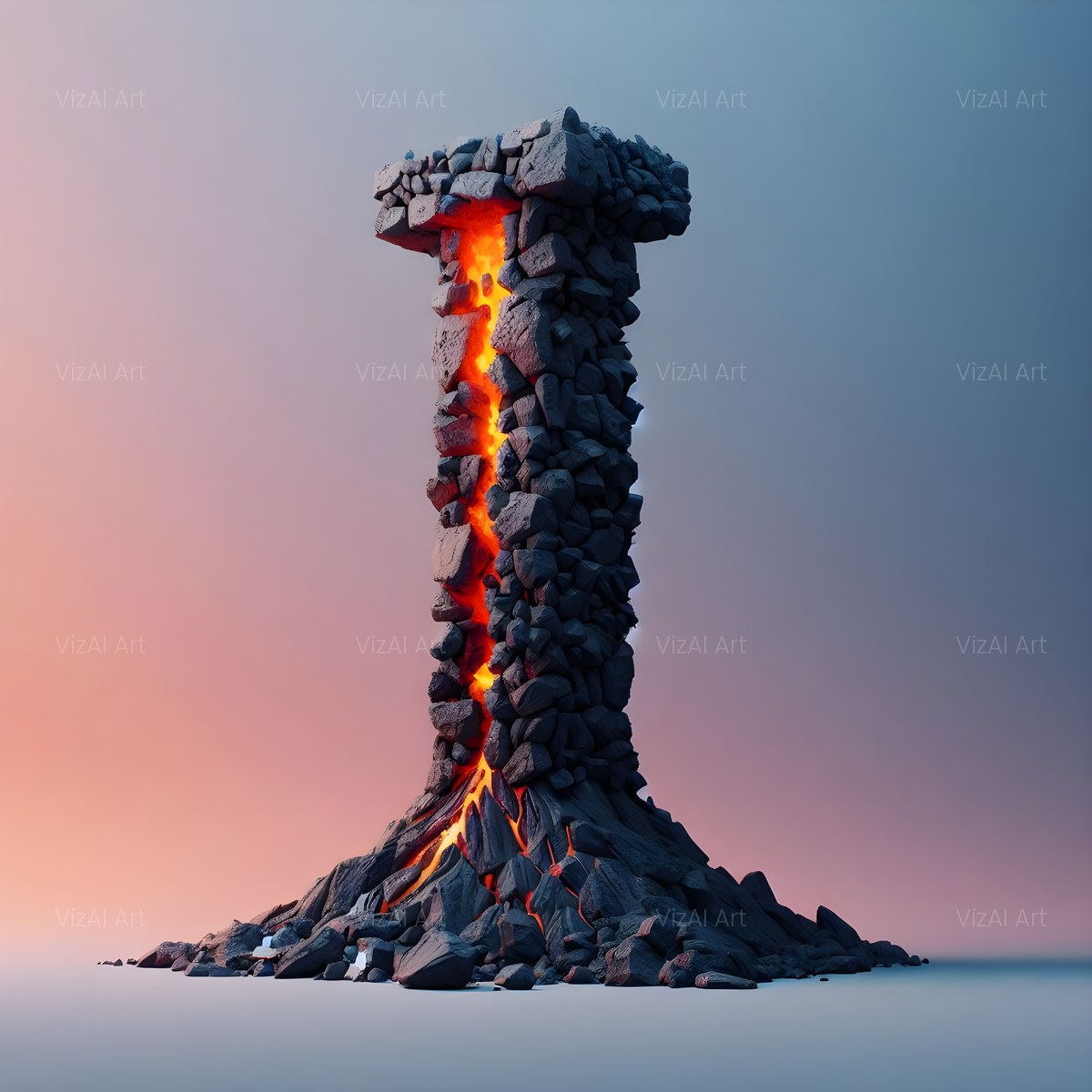 Basalt Volcano Lava alphabet — printable letter I