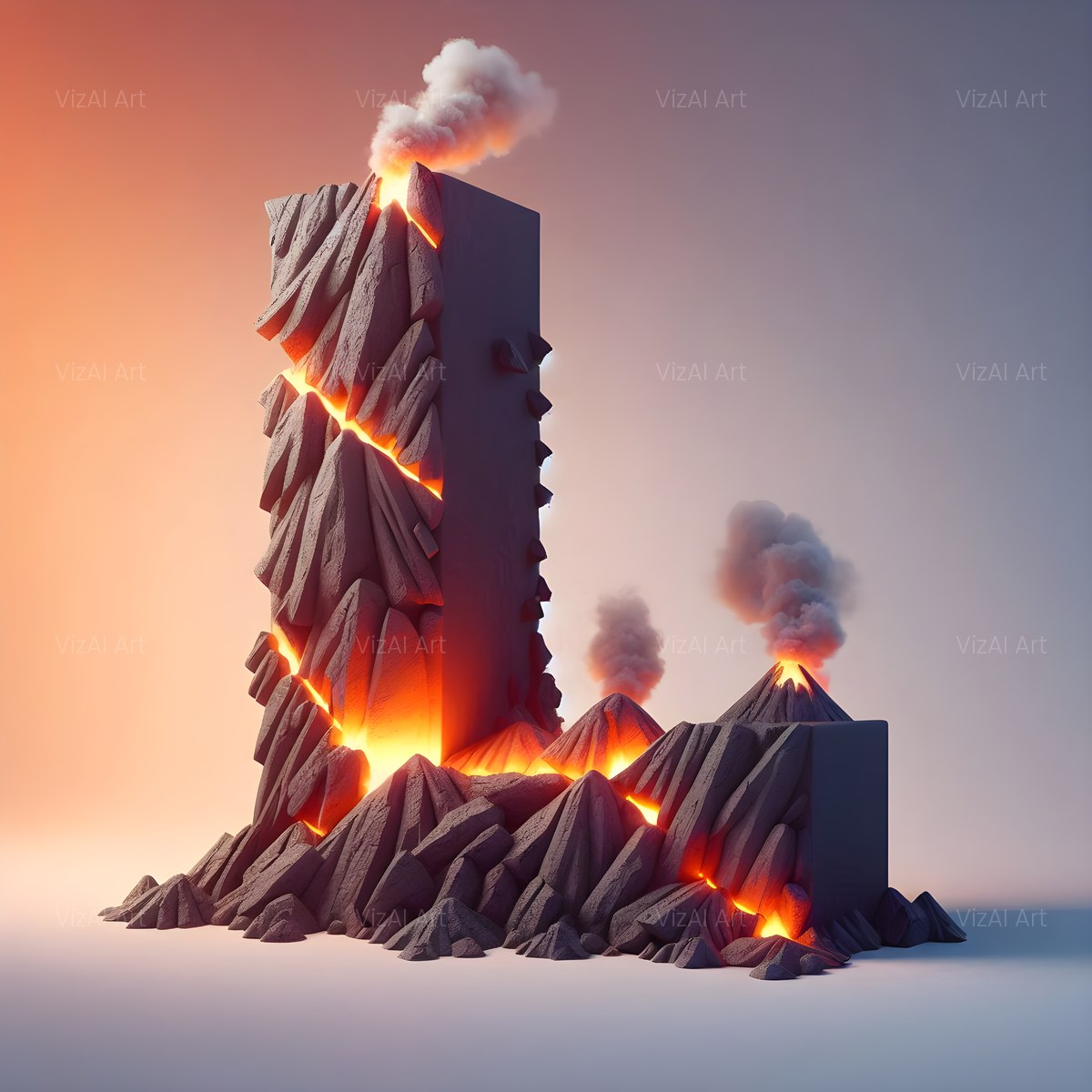 Basalt Volcano Lava alphabet — printable letter L