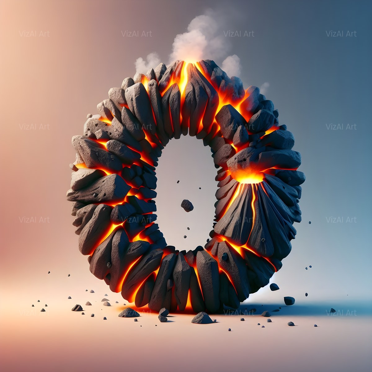Basalt Volcano Lava alphabet — printable letter O