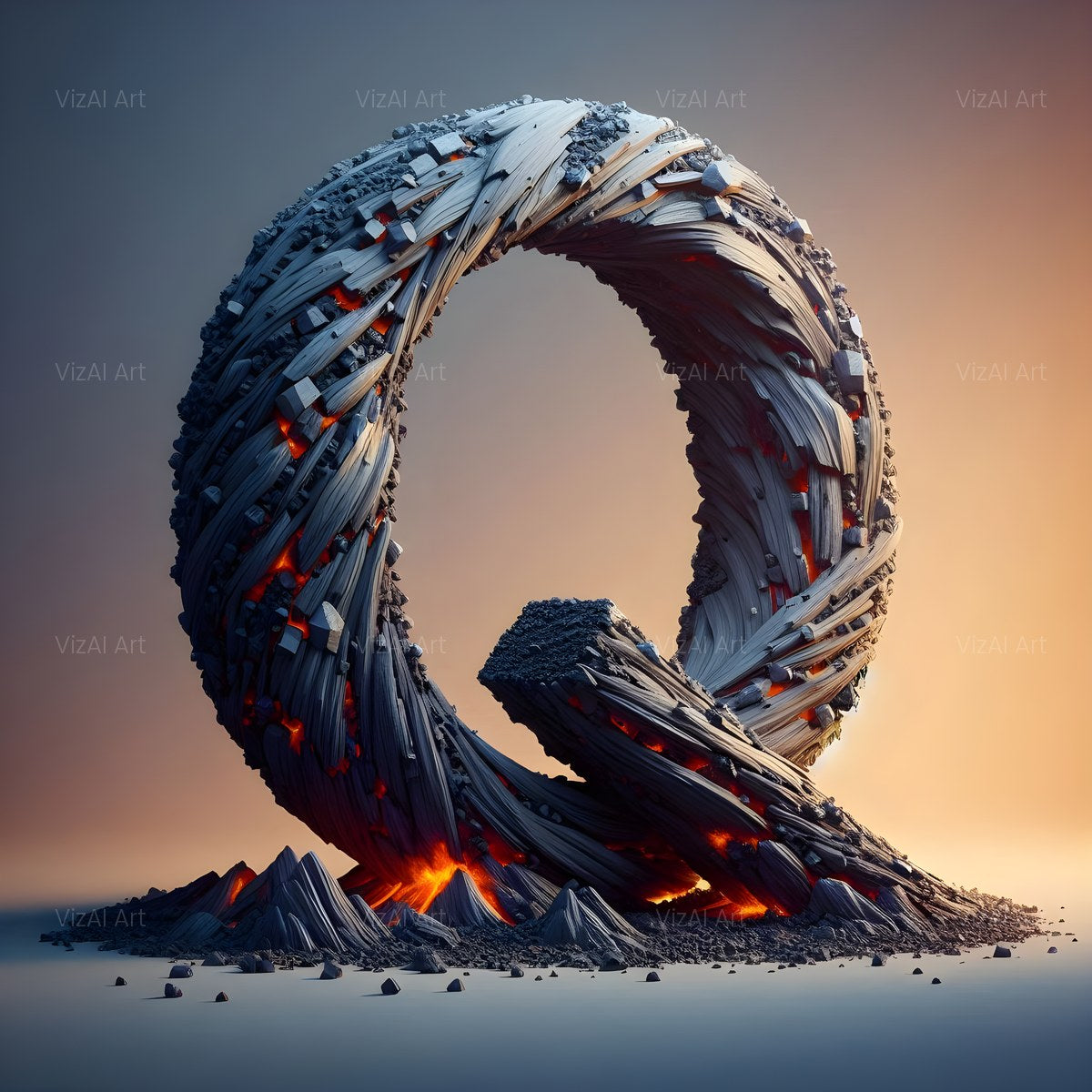 Basalt Volcano Lava alphabet — printable letter Z