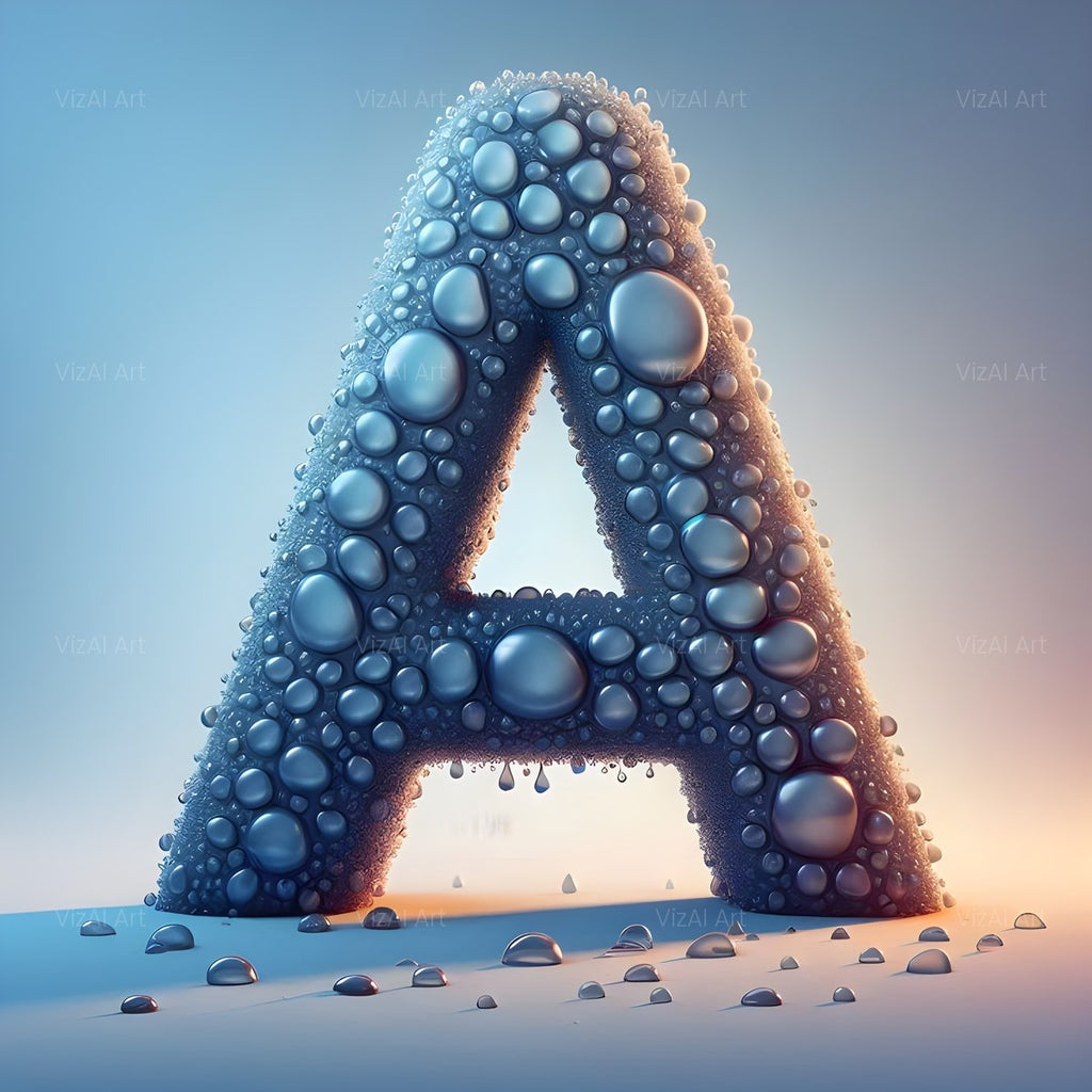 Water Droplet alphabet — printable letter A