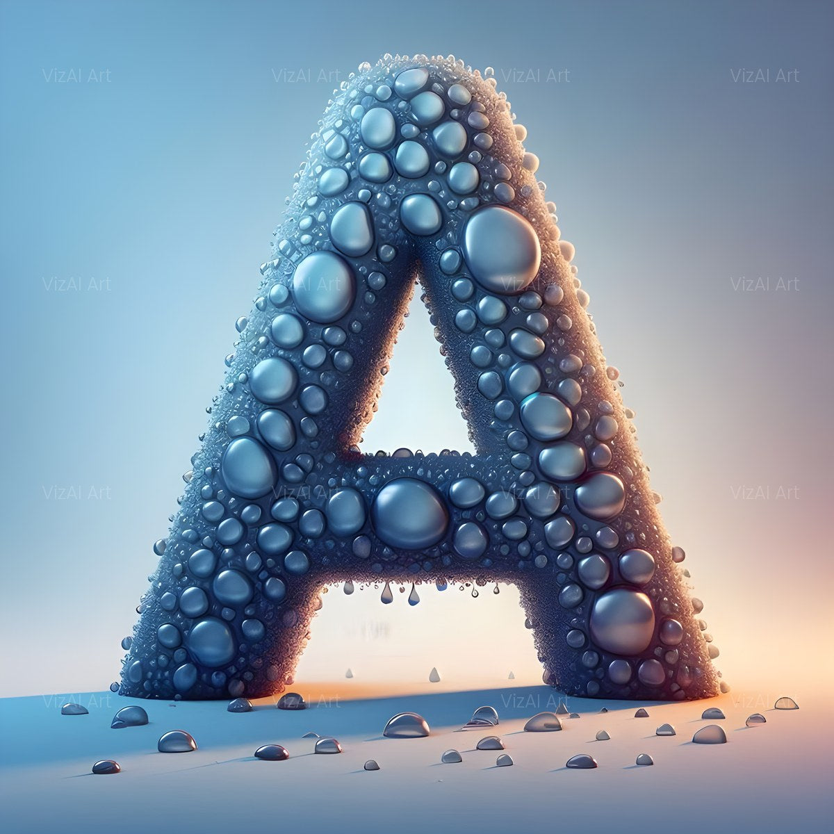 Water Droplet alphabet — printable letter A