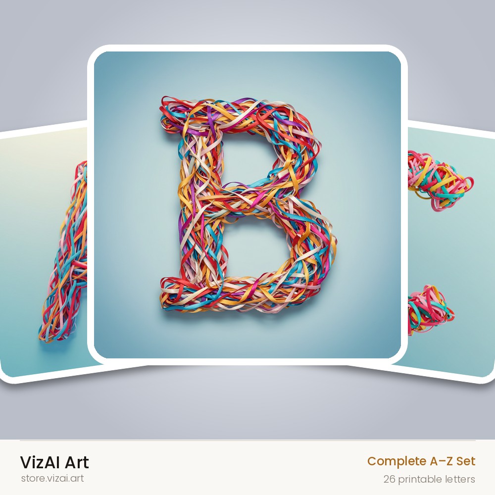 Woven Ribbon Cord alphabet — choose an individual printable letter