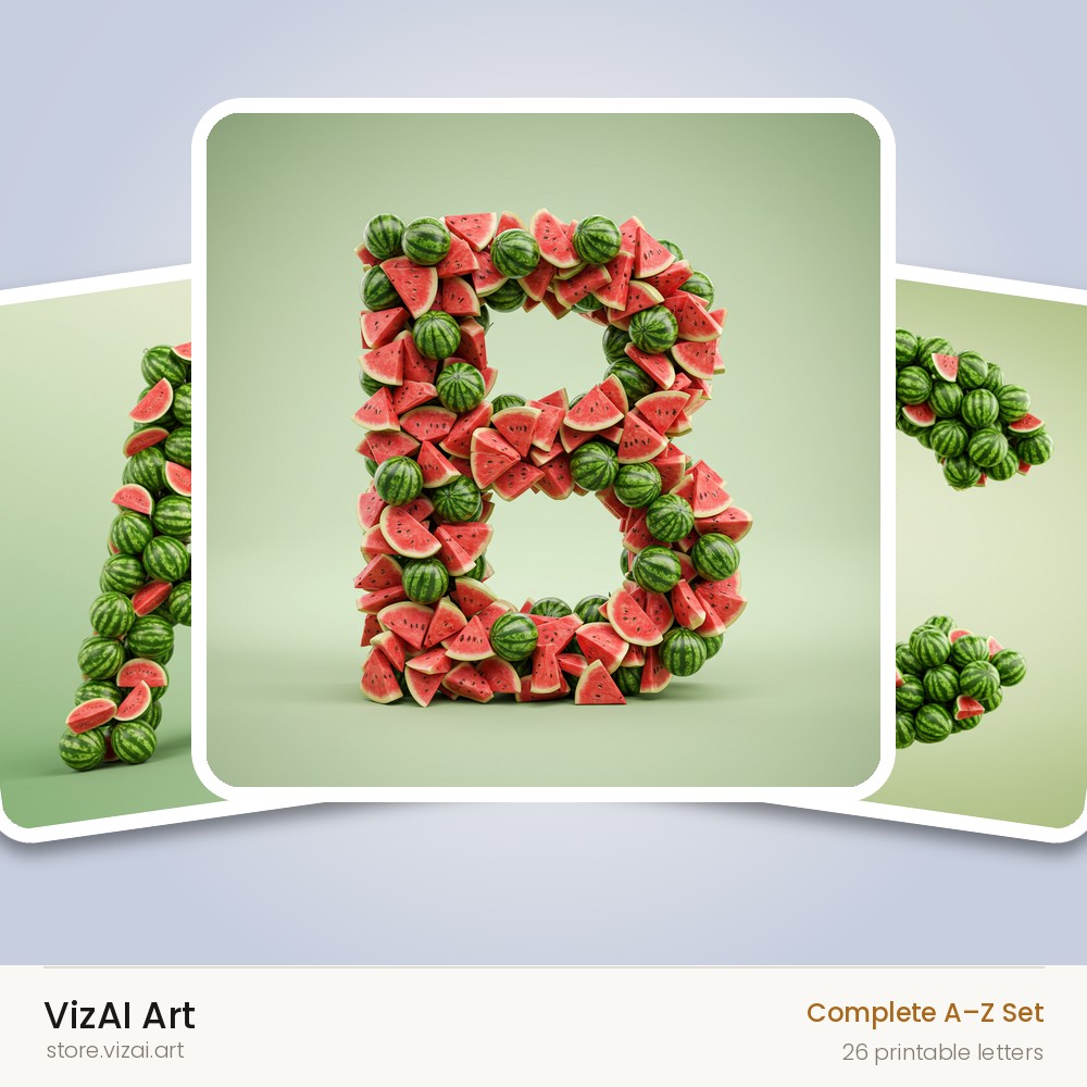 Watermelon Slice Summer alphabet — choose an individual printable letter