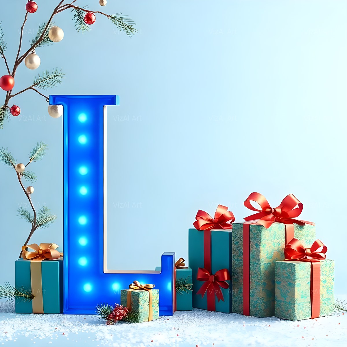 Christmas Wrapped Gift Joy alphabet — printable letter L