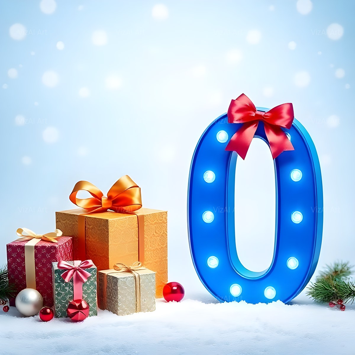 Christmas Wrapped Gift Joy alphabet — printable letter O