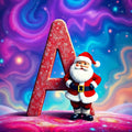 Christmas Marquee Santa Glow alphabet — printable letter A