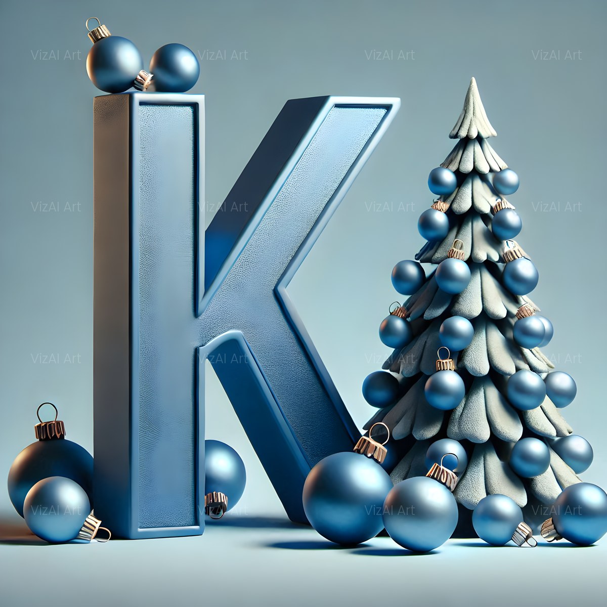 Christmas Silver Bauble Frost alphabet — printable letter K
